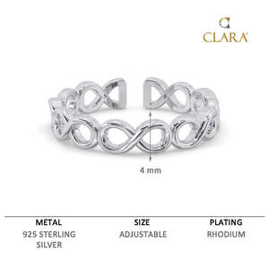Anillo de Plata de Ley 925 CLARA con Diamante Infinito Ajustable, Gema Moderna para Mujer, para Regalo de Boda, Compromiso o Fiesta - Product Image 6