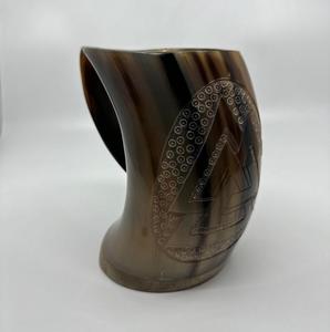 Mug en corne de bœuf naturelle sculptée viking, écologique, pour vin ou bière, à usage religieux - Product Image 5
