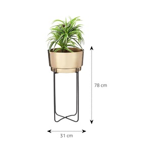Juego Moderno de 2 Macetas Metálicas Doradas con Base para Plantas, Decoración Elegante para Interiores y Balcones - Product Image 4