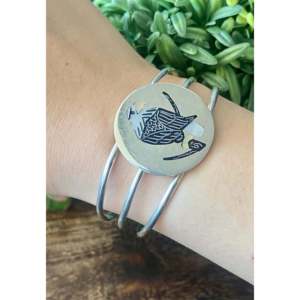 Bracelet manchette tendance Zuni fait main en pierres multiples et micro-incrustations en argent sterling - Product Image 2