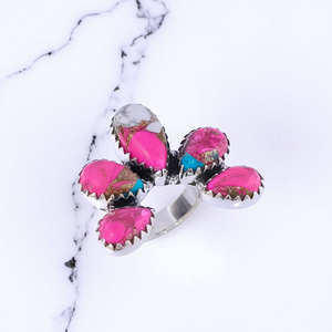 Bagues en argent sterling 925 avec pierre précieuse turquoise couleur barbe de pêche, finition polie, bijoux en gros - Product Image 2