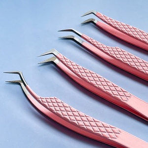 Pince à épiler à volume de pointe en fibre de 45 75 90 degrés Extension de cils Pointe inclinée arrondie Pince à épiler en acier inoxydable de haute qualité - Product Image 2