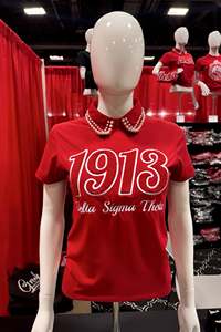 Cho 1913 Hy Lạp Trang Phục Cao Cấp Thêu O-Cổ Drop Shoulder T-Shirt Người Đàn Ông <span class=keywords><strong>Dst</strong></span> Sorority Đồ Trang Phục 100% Cotton - Product Image 5