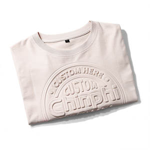 Muestras gratis personalizado 3D en relieve en blanco camiseta Streetwear 100% algodón camisetas logotipo impreso camiseta unisex - Product Image 3