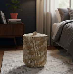 Natural <b>Rattan</b> <b>Laundry</b> <b>Basket</b> Durable Handwoven Storage Organizer with Handles - Product Image 3