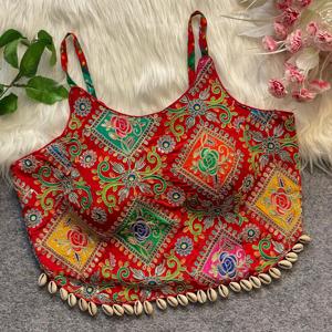 Hermosa crepé natural con estampado de posición y blusa bordada Fabricante y proveedor de Surat a la tarifa más baja - Product Image 2