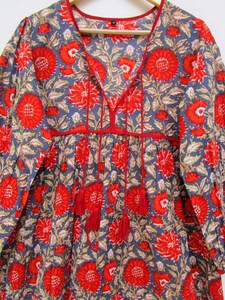 เดรสยาวถึงเข่าลายดอกไม้ของผู้หญิงชุดเดรสลำลองฤดูร้อนมีกระดุมแขนยาวเอวธรรมชาติ - Product Image 4