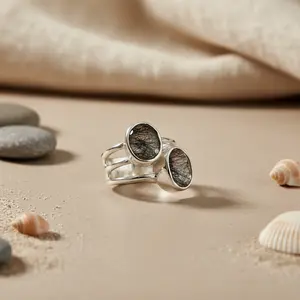 แหวนเงินแท้ 925 ประดับโทแพซ สไตล์โบโฮ งานแฮนด์เมด สำหรับผู้หญิง ของขวัญเครื่องประดับชั้นดี - Product Image 3