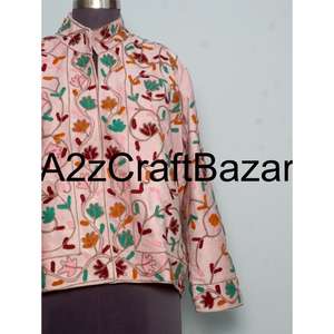 Eco-Friendly <b>Velvet</b> Suzani <b>Velvet</b> <b>Jacket</b> Handcrafted Boho Chic Traditional Embroidery Luxe Fabric Floral Pattern Winter - Product Image 2