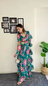 Lehenga Choli Saree en Faux Georgette Super Hit, prêt à porter, avec un design de chemisier prêt à porter, style moderne pour les fêtes - Product Image 6