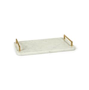Vente chaude plateau en marbre blanc personnaliser la taille hôtel fête utilisation fabricant 100% plateau en marbre avec poignées maison cuisine Table décor - Product Image 1