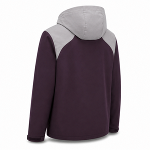 Chaqueta Cortavientos con Capucha para Hombre, Color Gris Ciruela, Ligera, Resistente al Agua, de Poliéster y Spandex, Diseño Colorblock, MOQ Bajo, para Senderismo - Product Image 4