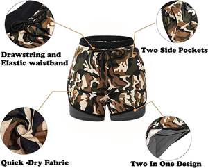 กางเกงขาสั้นกีฬาสตรีวิ่งกางเกงขาสั้นปลาโลมามีกระเป๋าและเชือกรูด - Product Image 2