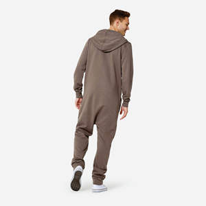 80% coton 20% Polyester dos brossé coton à l'intérieur fermeture éclair bidirectionnelle de qualité Taupe unisexe Original Onesie - Product Image 2