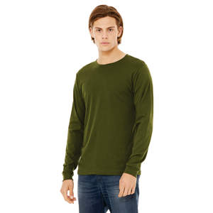 Unisex 100% Airlume algodón manga larga Jersey camiseta 4,2 oz estilo Formal de gran tamaño secado rápido transpirable longitud corta-Oliva - Product Image 2