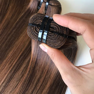 El más nuevo europeo Genius Weft Super Double Drawn Bone Straight Color marrón Trama de cabello vietnamita Extensiones de cabello Cutícula alineada - Product Image 1