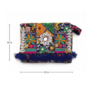 Rangmanch Luxury Bohemian Clutch <b>Bag</b> for Women Fashionable Cotton Lining <b>Patchwork</b> Shell Embroidered Casual and Dress Style - Product Image 2