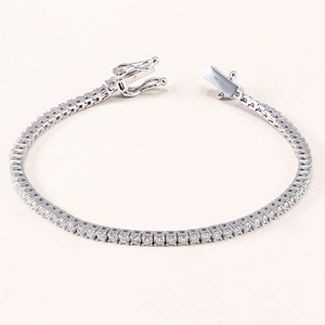 Best Quality 925 Sterling Silver Tennis Chain 14K/18K Moissanite Zirconia Bracelet Elegant Tennis Style Bangle - Product Image 1
