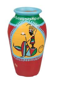 Ceramic vase with ethnic pattern Tall ceramic vase for indoor plants Handmade ceramic flower vase home decor at cheap price - Product Image 6