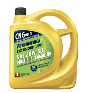 น้ำมันหล่อลื่นเครื่องยนต์ป้องกันการสึกหรอ Petromerica CNG MultiFuel SAE 20W-50 สำหรับยานยนต์ บรรจุ 3 ขวด ขนาด 5 ควอร์ต - Product Image 1