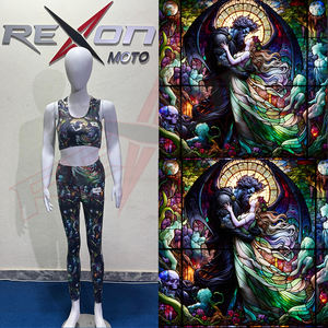 Premium Quality Custom Women Activewear Set All Over Sublimation Graphics High <b>Waist</b> Seamless <b>Leggings</b> Sports Bra for Yoga Gym - Product Image 5