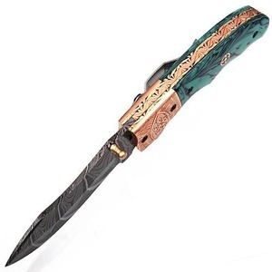 Navaja Plegable Personalizable para Campismo y Caza, Nuevo Diseño, Mango de Resina Química, Acero de Damasco, OEM, Láser, DIY - Product Image 3