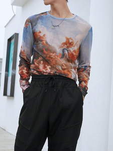 เสื้อยืดแขนยาวคุณภาพสูงสำหรับผู้ชาย ผ้าฝ้าย 100% สีดำล้วน เสื้อผ้าแฟชั่น เสื้อยืดคอกลมแขนยาวระบายอากาศได้ดีสำหรับผู้ชาย - Product Image 5