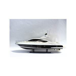 MODÈLE DE BATEAU AZIIMUT 68S (COQUE NOIRE)-MODÈLE YATCHH MODERNE ARTISANAL POUR LA DÉCORATION-MODÈLE DE BATEAU EN BOIS - Product Image 1