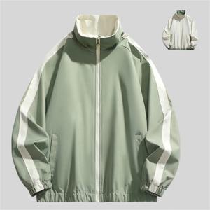 แจ็กเก็ตแฟชั่นแบบใส่กลับด้านได้สำหรับผู้ชายแจ็คเก็ตเบสบอลแบบสตรีทฮาราจูกุเสื้อแจ็คเก็ตเย็บปะโอเวอร์ไซส์มีซิปสีดำ - Product Image 4