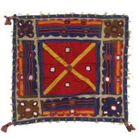 Décoration d'intérieur bohème afghane, art de la broderie afghane Banjara avec des patchs perlés, broderie vintage indienne Kutch, travail de broderie sur miroir ancien
