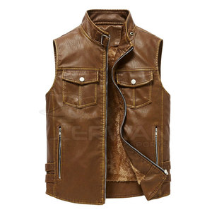 Meilleur Gilet en Cuir Véritable pour Homme, Chaud et Imperméable pour l'Automne et l'Hiver, Modèle Sans Manches avec Poches Décoratives - Product Image 1