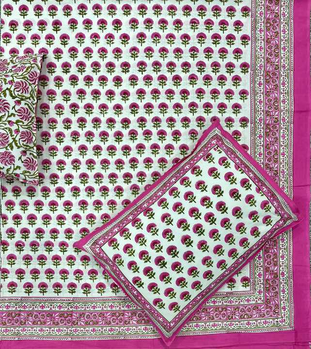 Super Soft Elegant Jaipuri Bohemian small motif Indian Hand block Printed 100% Cotton Luxury Pink Bedsheet - King Size wholesale