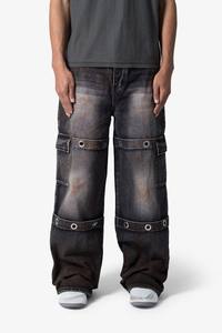 For Leather Jacket Canvas Baggy Loose Relaxed Fit Medium Dark Grey <b>Metal</b> <b>Eyelet</b> Ring Details Multiple Cargo Utility - Product Image 3