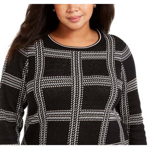 Maglione invernale casual da donna Charter Club Plus Size con motivo a quadri metallizzato, nero, taglia XX-Large - Product Image 2