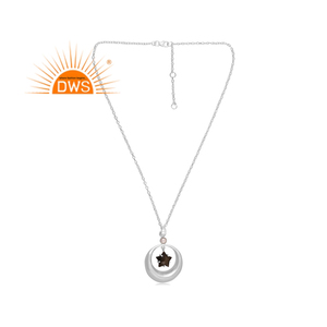 Collar con Colgante de Plata de Ley Fina, Perla Natural y Obsidiana con Brillo Dorado, Diseño Moderno, Fabricante de Joyería Personalizada - Product Image 1