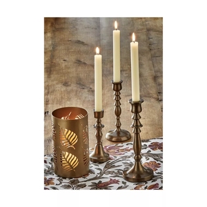 เชิงเทียนทองเหลืองโบราณที่ใส่เทียนตกแต่งคริสต์มาสเชิงเทียนแบบเรียวสำหรับตกแต่งแนววินเทจ - Product Image 4