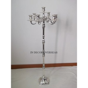 Designer d'art créatif moderne Candélabre à 5 bras en aluminium coulé argent brillant poli de meilleure qualité avec des détails complexes - Product Image 4