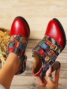 Automne fête mode femmes bottine à talons hauts Style occidental multi-impression avec fermeture à glissière et talon carré antidérapant - Product Image 4