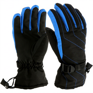 Gants de ski pour femmes, doublés de polaire, épais, chauds pour l'hiver, pour le ski en plein air, le cyclisme, taille unique, rouge, fermeture à boucle et crochet imperméable - Product Image 5