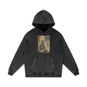 Sweat à capuche zippé délavé pour homme – Imprimé araignée oversize, logo en strass, vêtements streetwear tendance, fabricant - Product Image 1