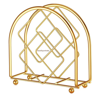 Vente en gros de porte-serviettes en métal de haute qualité, porte-mouchoirs décoratifs de luxe pour mariage, vaisselle, plaqué or - Product Image 3