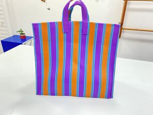 Eco-Friendly Reusable Nylon <b>Storage</b> Bag RPET Zipper Striped Handloom Woven <b>Recycled</b> Plastic Beach Bag Fashion Style-Made India - Product Image 5