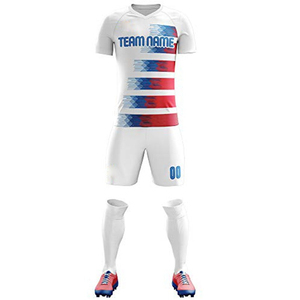 ชุดเสื้อฟุตบอลระบายอากาศได้ดีผ้าโพลีเอสเตอร์100% เสื้อครึ่งแขนเสื้อคอวีออกแบบได้ตามต้องการชื่อทีมสูง - Product Image 3