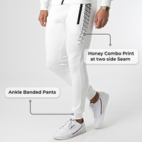 Pantalon décontracté imprimé électronique en nid d'abeille pour hommes costume survêtement ajusté vêtements de jogging de sport à capuche