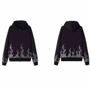 เสื้อฮู้ดหินคริสตัลไรน์สโตนประกายระยิบระยับสำหรับผู้ชายเสื้อมีฮู้ดระบายอากาศได้ซิปด้านบนของผู้ชายซิปเต็มเราเสื้อฮู้ดเทอร์มอล100% ผ้าฝ้าย - Product Image 2