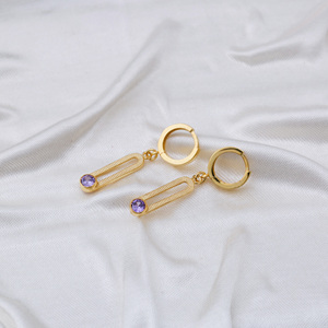 Février Améthyste Pierre de naissance 12 mm Hoop Dangle Boucles d'oreilles Turc En Gros 925 En Argent Sterling Artisanat Fine Jewelry - Product Image 2