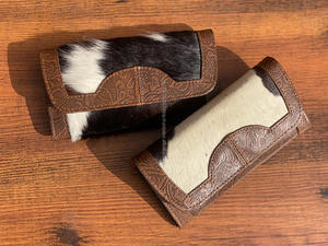 Nouveau Western fait à la main Hairon fourrure sculpture pochette en cuir femmes conçu Offre Spéciale marron en relief élégant coque de téléphone portefeuille spacieux - Product Image 4