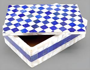 Joyero de mármol con patrón geométrico de Lapiz Lazuli de nuevo diseño-Exquisita forma rectangular grabada-Vendedor superior en Ali Baba - Product Image 5