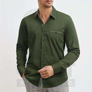 Custom New Design Fashionable <b>Men</b> Long Sleeve Solid Formal Button-Up <b>Grandad</b> Dress <b>Shirts</b> Spring Breathable Anti-Pilling - Product Image 2