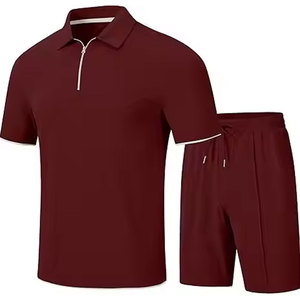 Ensemble décontracté d'été Hip Hop unique et simple pour hommes T-shirt en coton respirant avec short imprimé Motif tricoté respirant - Product Image 3